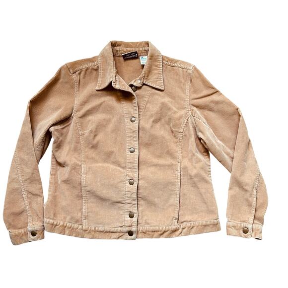 Y2K Vintage Corduroy Jacket Camel Brown Chore Jacket Stretch Fashion Bug Large - Picture 2 of 6